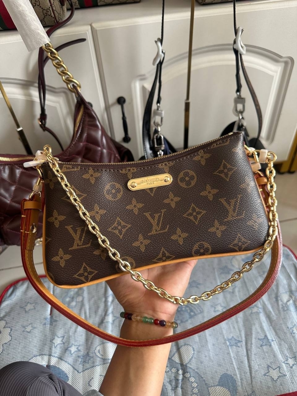 Louis Vuitton Brown Monogram Chain and Leather Shoulder Bag